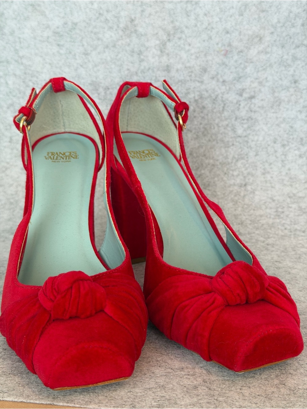 •2 Frances Valentine Retro Pump Red Velvet Size 9 - Picture 7 of 14
